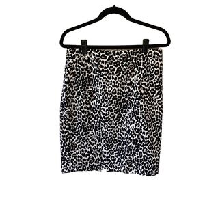 J. Crew Factory Leopard Print Pencil Skirt Basket Weave 100% Cotton 4